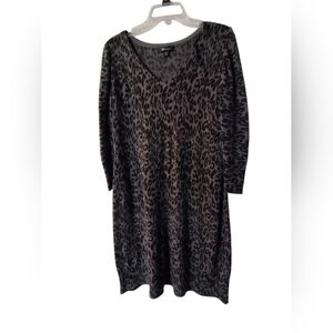 GUC AB Studio Black and Gray Animal Print Long Sleeve Sweater Dress XL
